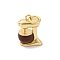 Brass Enamel Charms, with Jump Ring, Blender Charm, Cadmium Free & Lead Free, Rack Plating, Long-Lasting Plated, Real 18K Gold Plated, Coconut Brown, 14x9.5x6.5mm, Hole: 3.5mm