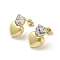 Heart Rack Plating Brass Micro Pave Clear Cubic Zirconia Stud Earrings, Cadmium Free & Lead Free, Real 18K Gold Plated, 17.5x12mm