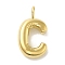 Ion Plating(IP) 304 Stainless Steel Pendants, Real 14K Gold Plated, Balloon Letter Charms, Puff Initial Charms, Letter C, 24x13x5mm, Hole: 4mm