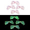 Luminous Transparent Acrylic Beads, with Glitter Powder, Glow in the Dark, Bowknot, Pink, 13.5x29x6mm, Hole: 1.8mm