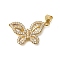 Rack Plating Brass Micro Pave Cubic Zirconia Pendants, Long-Lasting Plated, Lead Free & Cadmium Free, Real 18K Gold Plated, Butterfly Charms, with Jump Ring, Colorful, 15x25x3.5mm, Hole: 3x4mm