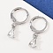 Brass Micro Pave Cubic Zirconia Teardrop Hoop Earrings, Platinum, Clear, 22x5mm