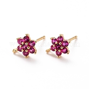 Латунь микро проложить кубические серьги из циркония ZIRC-C027-14G-01-RS