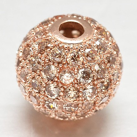 CZ латунные микро проложить кубического циркония круглых бусин ZIRC-L017-8mm-12RG-1