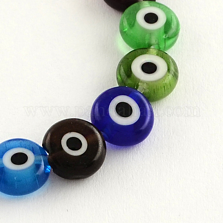 Плоские круглые ручной работы сглаз Lampwork бисер LAMP-R116-02-1