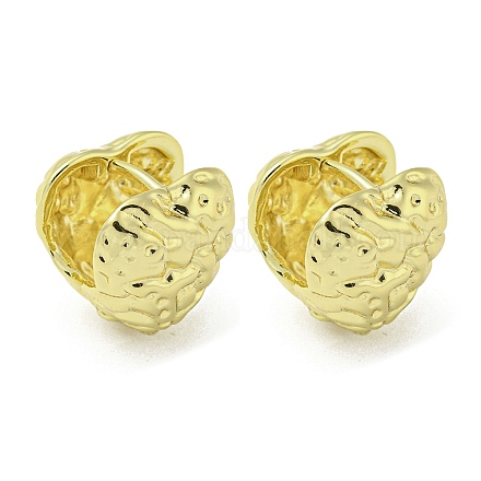 Серьги-кольца из латуни с текстурированным сердечком EJEW-Z035-03G-1