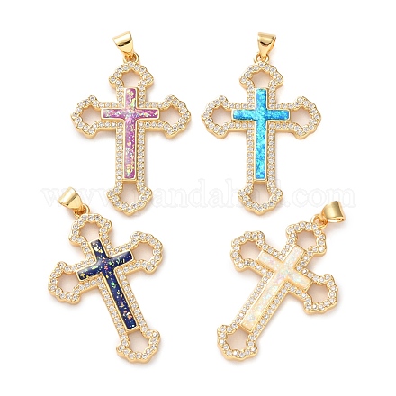 Латунные микропаве прозрачные подвески с фианитом KK-S048-10G-1