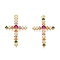 Brass Micro Pave Clear Cubic Zirconia Pendants, Cross, Real 18K Gold Plated, 23x15.5x3.5mm, Hole: 1mm