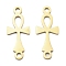 304 Stainless Steel Religion Ankh Cross Links Connector Charms, Real 18K Gold Plated, 25x10x1mm, Hole: 1.8mm