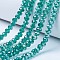 Electroplate Glass Beads Strands, AB Color Plated, Faceted, Rondelle, Dark Cyan, 10x8mm, Hole: 1mm, about 60~61pcs/strand, 46~48cm