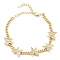 Brass Micro Pave Clear Cubic Zirconia Curb Chain Bracelets, Butterfly, Real 18K Gold Plated, 6-1/4 inch(16cm)