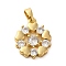Brass with Glass Pendants, Heart Flower Charms, Real 18K Gold Plated, 17x14x3mm, Hole: 3x4mm