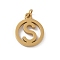 304 Stainless Steel Charms
with Jump Ring, Golden, Ring with Letter Charm, Letter S, 14.5x12x1.5mm, Hole: 3mm