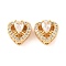 Brass Micro Pave Clear Cubic Zirconia Beads, Cadmium Free & Nickel Free & Lead Free, Heart, Real 18K Gold Plated, 12x13x7mm, Hole: 1.8mm