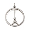 Non-Tarnish 304 Stainless Steel Pendants, with Jump Ring, Flat Round, Stainless Steel Color, Eiffel Tower, 33x29.5x2mm, Hole: 5.5mm