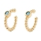 Brass Micro Pave Cubic Zirconia Cuff Earrings, Long-Lasting Plated, Real 18K Gold Plated, Deep Sky Blue, 12x11.5x2~3mm