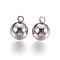 Tarnish Resistant 201 Stainless Steel Charms, Round, Stainless Steel Color, 10.5x8mm, Hole: 1.6mm
