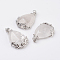 Valentine Gifts Idea for Guys Natural Quartz Crystal Pendants, Rock Crystal Pendants, with Brass Findings, Drop, Platinum, 38~41x26x8mm, Hole: 5x4mm