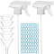 DIY Spray Nozzle Bottle Finding Kits, include Adjustable Plastic Spray Nozzle & Tube & Funnel Hopper, Waterproof Adhesive Sticker Labels, White, Spray Nozzle: about 9x3x5.25cm, 12pcs/set