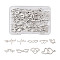 36Pcs 9 Styles 201 Stainless Steel Connector Charms, Mixed Heart Shapes, Stainless Steel Color, 7.5~19x9.5~28.5x1mm, Hole: 1.2~1.4mm, 4pcs/style