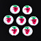 3D Printed ABS Plastic Imitation Pearl Beads, Flat Round with Strawberry, Deep Pink, 12x5mm, Hole: 1.5mm