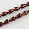 Teardrop Spray Painted Glass Beads Strands, Saddle Brown and DarkSlate Blue, 13x8mm, Hole: 1.5mm, about 62pcs/strand, 31.7 inch