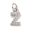 Initial Letter Brass with Cubic Zirconia Charms, Platinum, Long-Lasting Plated, Lead Free & Cadmium Free, Letter Z, 10.5x6x1.5mm, ring: 5x1mm, inner diameter: 3mm