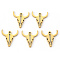 PVD Vacuum Plating 304 Stainless Steel Charms, Laser Cut, Cow Head, Real 18K Gold Plated, 15x13x1mm, Hole: 0.9mm