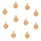 10Pcs Brass Enamel Pendants, Long-Lasting Plated, Cadmium Free & Lead Free, Real 18K Gold Plated, Lemon Slice, Dark Orange, 7x4.5x1.5mm, Hole: 1mm