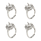 4Pcs Adjustable Brass Micro Pave Clear Cubic Zirconia Solitaire Ring Settings, 4 Claw Prong Ring Settings, Long-Lasting Plated, Flower, Platinum, US Size 7(17.3mm), Tray: 10x8mm