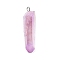 Electroplated Natural Quartz Pendants, with Brass Findings, Bullets, Pointed Pendants, Platinum, Violet, 40~65x7~15mm, Hole: 3mm