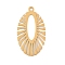 201 Stainless Steel Pendants, Laser Cut, Oval Charm, Real 18K Gold Plated, 38x21.5x1mm, Hole: 2mm