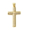 Brass Micro Micro Pave Clear Cubic Zirconia Pendants, Cadmium Free & Nickel Free & Lead Free, Cross, Real 18K Gold Plated, 30.5x17.5x2mm, Hole: 4x3.5mm