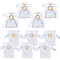 Rectangle Polyester Bags Drawstring Pouches, with Satin Ribbon and Golden Tone Alloy Leaf Pendants, White, 14.7x10x0.5cm