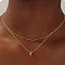 Brass Double Layer Small Letter Pendant Necklaces for Women, Golden, Letter F, 15.75 inch(40cm)