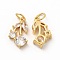 Rack Plating Brass Micro Pave Cubic Zirconia Charms, Cherry Charm, with Jump Ring, Real 18K Gold Plated, 15x9x4mm, Hole: 3.6mm