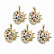 Brass Micro Pave Colorful Cubic Zirconia Pendants, Sun with Moon, Nickel Free, Real 18K Gold Plated, 21x18.5x2.5mm, Hole: 2x3mm