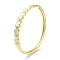 Brass Pave Shell Hinged Bangles for Women, Real 18K Gold Plated, Heart, Inner Diameter: 2-1/4 inch(5.8cm)