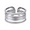 Non-Tarnish 304 Stainless Steel Triple Line Open Cuff Ring, Chunky Hollow Ring for Women, Stainless Steel Color, US Size 7 3/4(17.9mm)