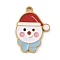 Christmas Themes 304 Stainless Steel Enamel Pendants, Real 18K Gold Plated, Snowman, 16.5x12x1.5mm, Hole: 1.5mm