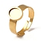 304 Stainless Steel Adjustable Ring Components, Oval Pad Ring Settings, Ion Plating(IP), Real 18K Gold Plated, Tray: 10x8mm, 12x10mm, Inner Diameter: 18mm