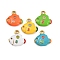 304 Stainless Steel Enamel Pendants, Fish Charms, Ion Plating(IP), Real 18K Gold Plated, Mixed Color, 13.5x14.5x3.5mm, Hole: 1.5mm