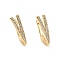 Brass Micro Pave Clear Cubic Zirconia Hoop Earring Findings with Latch Back Closure, with Horizontal Loop, Arrow, Golden, 19x6.5x11.5mm, Hole: 1.5mm, Pin: 1mm