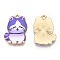 Printed Alloy Pendants, Light Glod, Cat Charms, Mauve, 21x14.5x1.5mm, Hole: 1.4mm