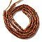 Handmade Nepalese Lampwork Beads, Column with Stripe Pattern, Dark Orange, 3~6x2~7mm, Hole: 1.2~1.8mm, about 115~125pcs/strand, 20.87~21.65 inch(53~55cm)