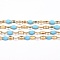 Ion Plating(IP) 304 Stainless Steel Link Chains, with Spool, with Enamel, Soldered, Golden, Light Sky Blue, 4~10x2x0.4~2mm, about 32.8 Feet(10m)/roll