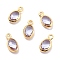 Eco-Friendly Brass with Glass Pendants,  Long-Lasting Plated, Lead Free & Cadmium Free & Nickel Free, Oval, Real 18K Gold Plated, Sienna, 9x4.5x2mm, Hole: 1.2mm