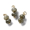 Natural Labradorite Rondelle Beaded Pendants, with 304 Stainless Steel Jump Rings, Golden, 17~18x8~8.5mm, Hole: 3.5mm