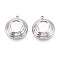 304 Stainless Steel Pendant Cabochon Settings, Flat Round, Stainless Steel Color, Tray: 9mm, 22x19x5.9mm, Hole: 1.8mm
