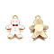 Alloy Enamel Pendants, for Christmas, Light Gold, Gingerbread Man, White, 20.5x14x2mm, Hole: 2mm